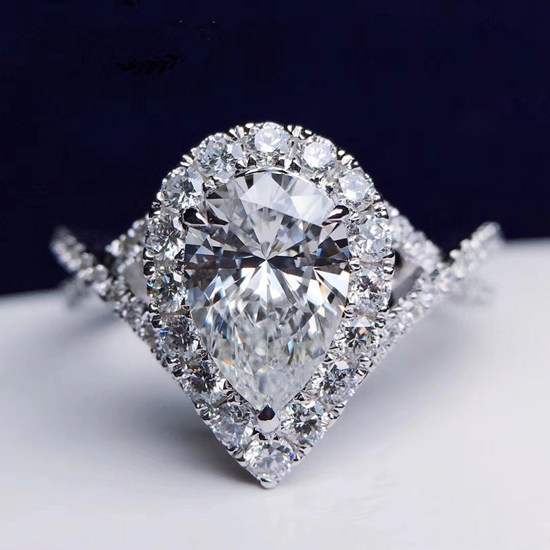 Moissanite Engagement Ring 1 Carat - Custom Solid 14K White Gold Women