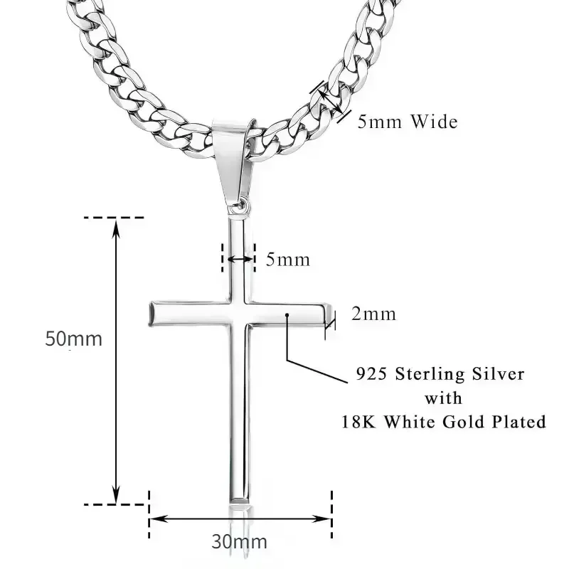 925 Sterling Silver Cross Neck - 925 Sterling Silver Chain Necklace Men recension och pris