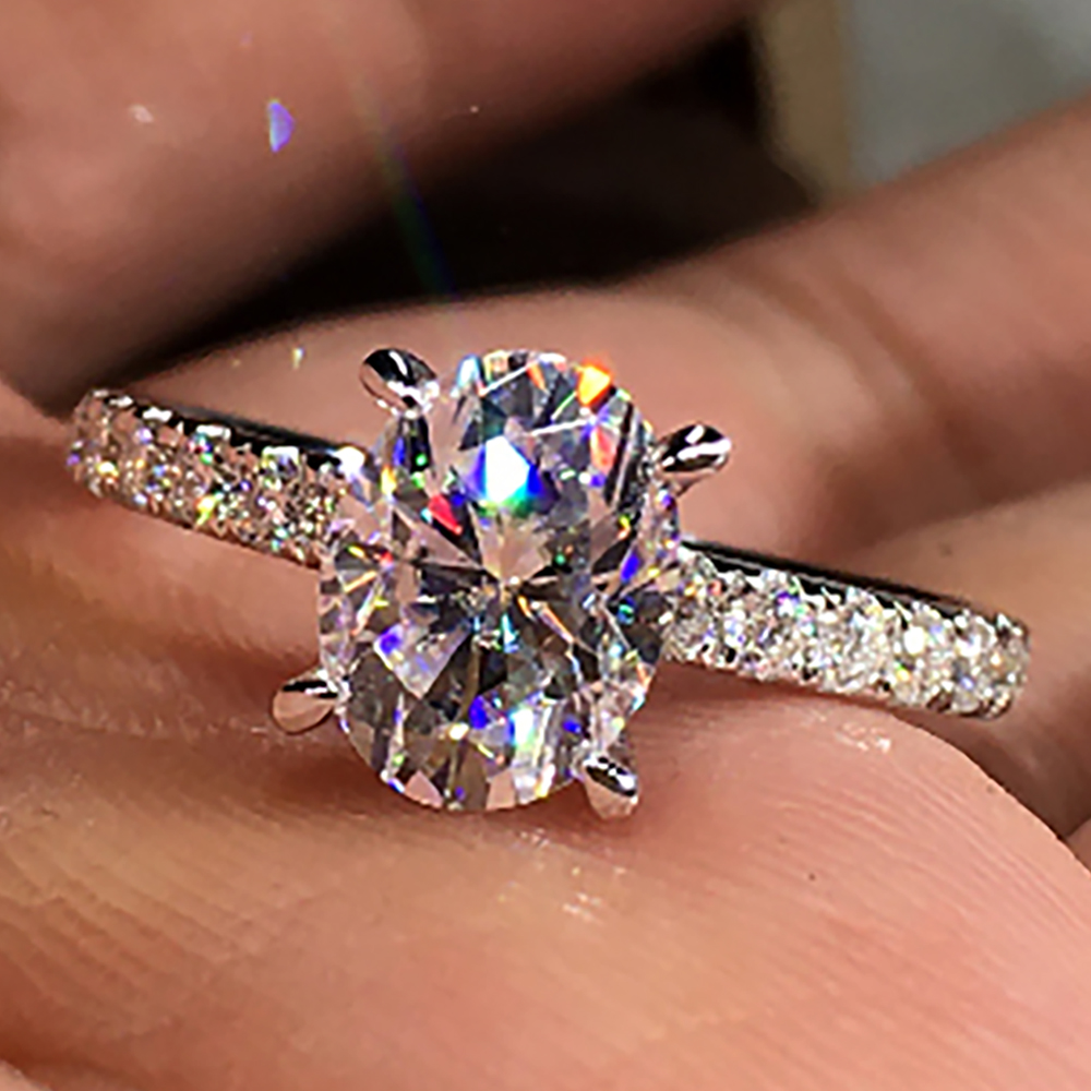 Custom Solid 10K White Gold Wo - Moissanite Engagement Ring 1 Carat recension och pris