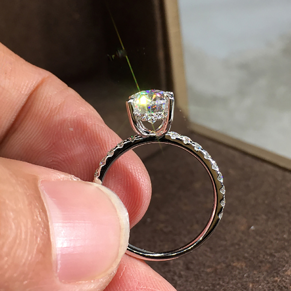 Custom Solid 10K White Gold Wo - Moissanite Engagement Ring 1 Carat recension och pris