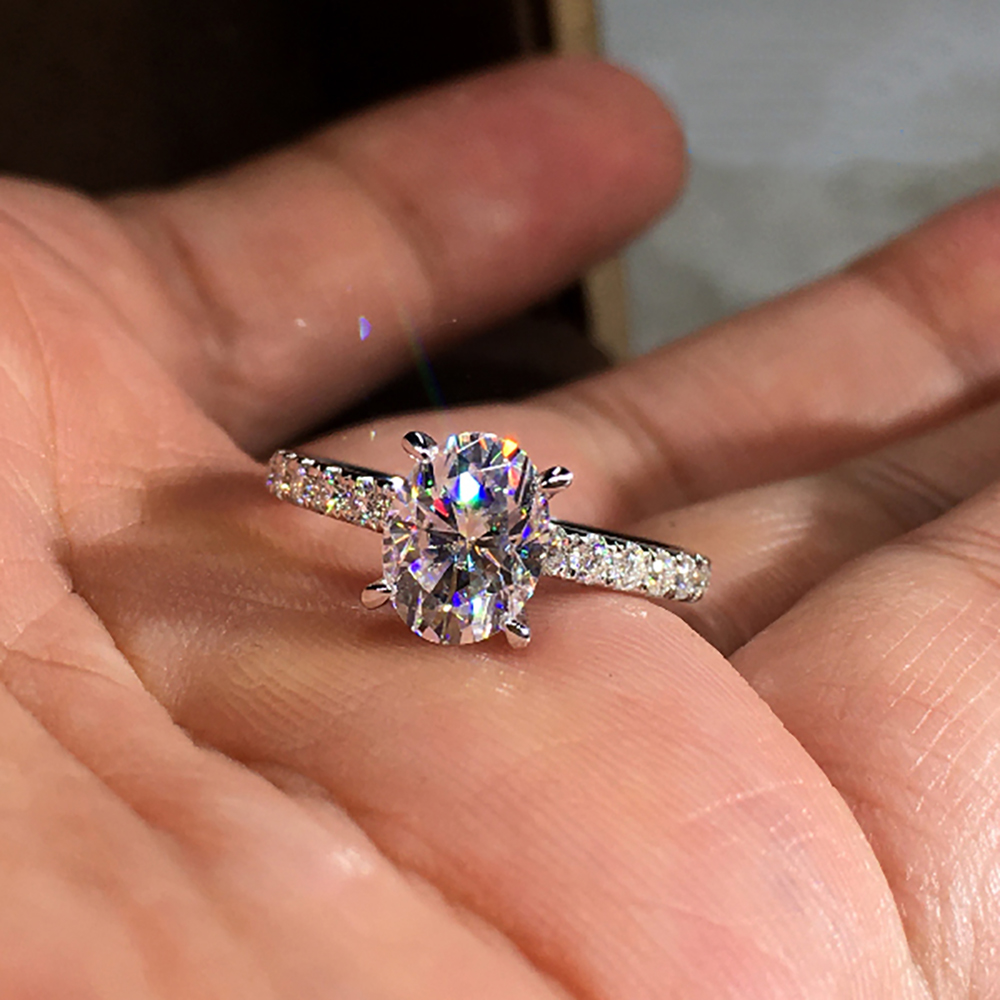 Custom Solid 10K White Gold Wo - Moissanite Engagement Ring 1 Carat recension och pris