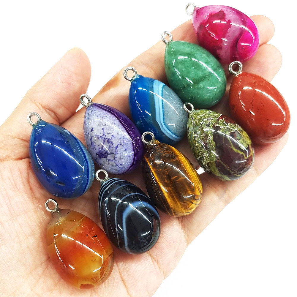 30x19mm Mini Egg Shape Pendant - Crystal Pendant Necklace Natural Stone recension och pris