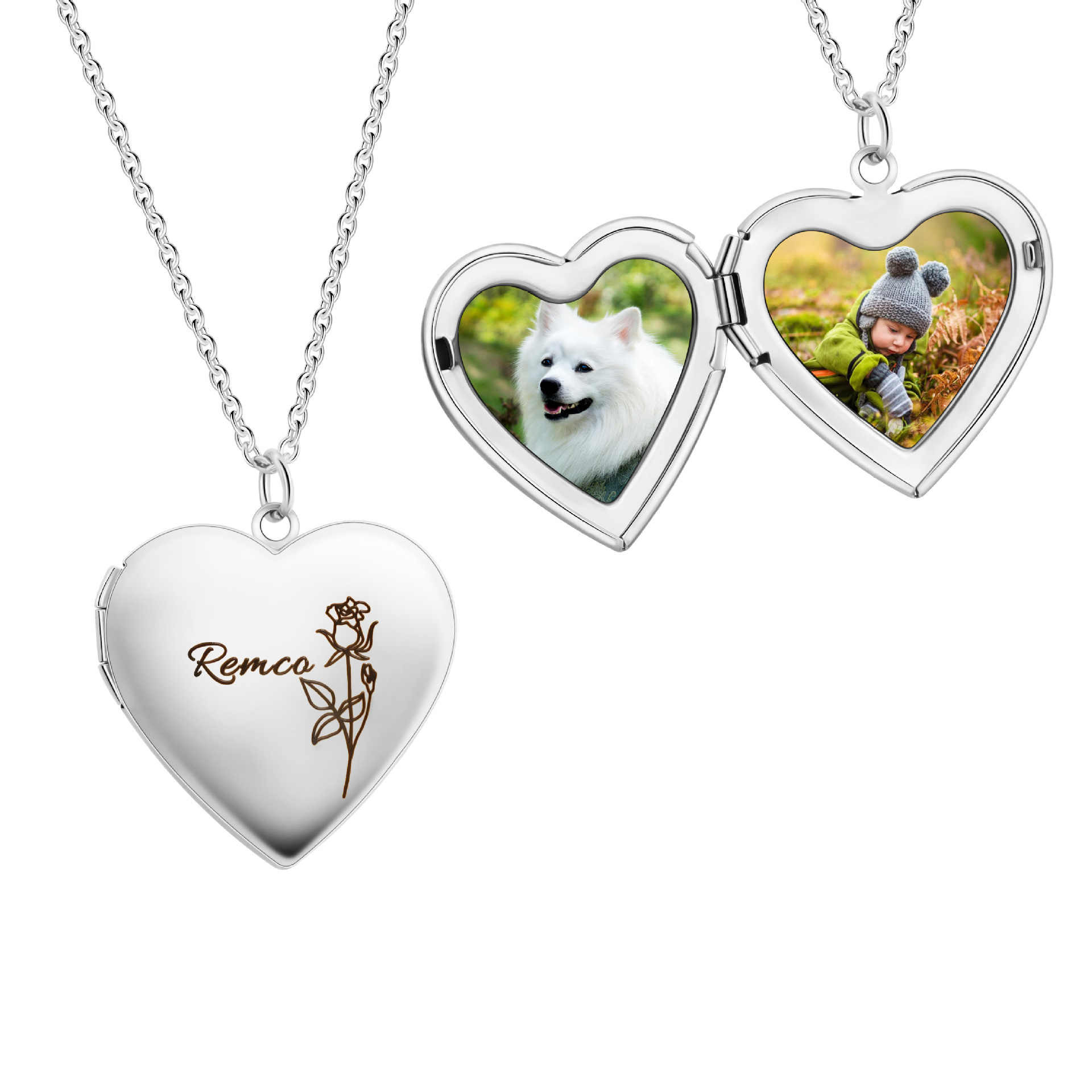 Silver Color Love Heart Photo  - Heart Locket Necklace Photo recension och pris