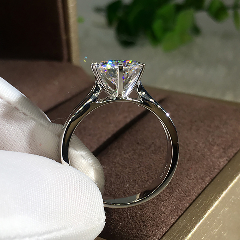 Custom Solid 14K Au585 White G - Moissanite Engagement Ring 1 Carat recension och pris