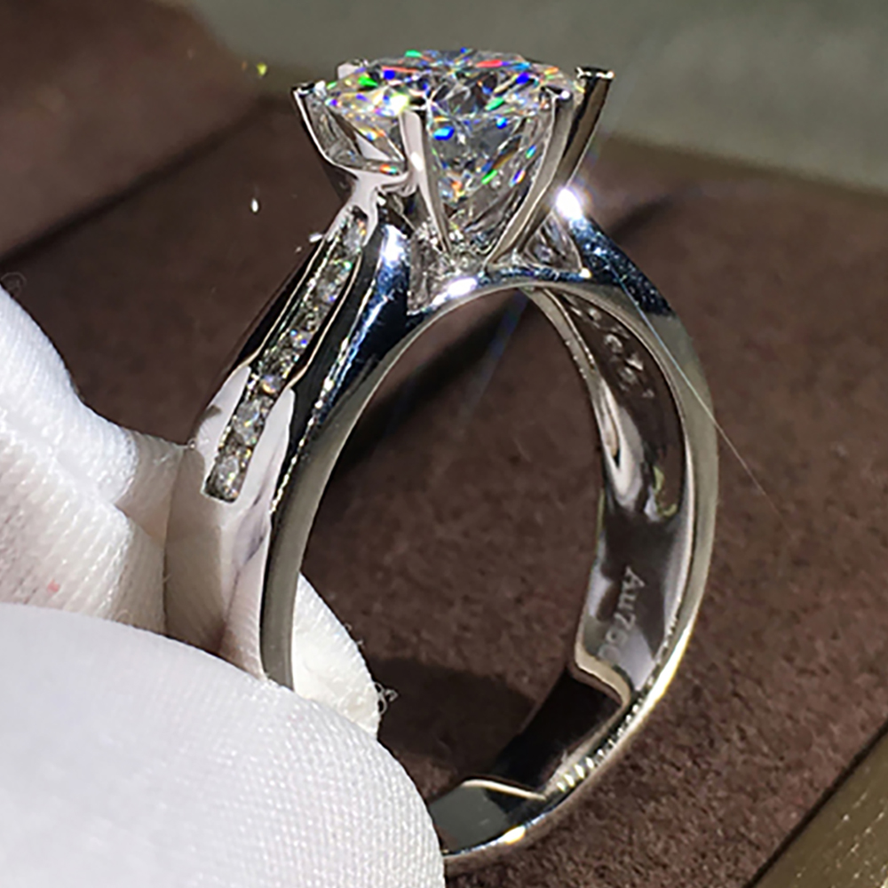 Custom Solid 14K Au585 White G - Moissanite Engagement Ring 1 Carat recension och pris