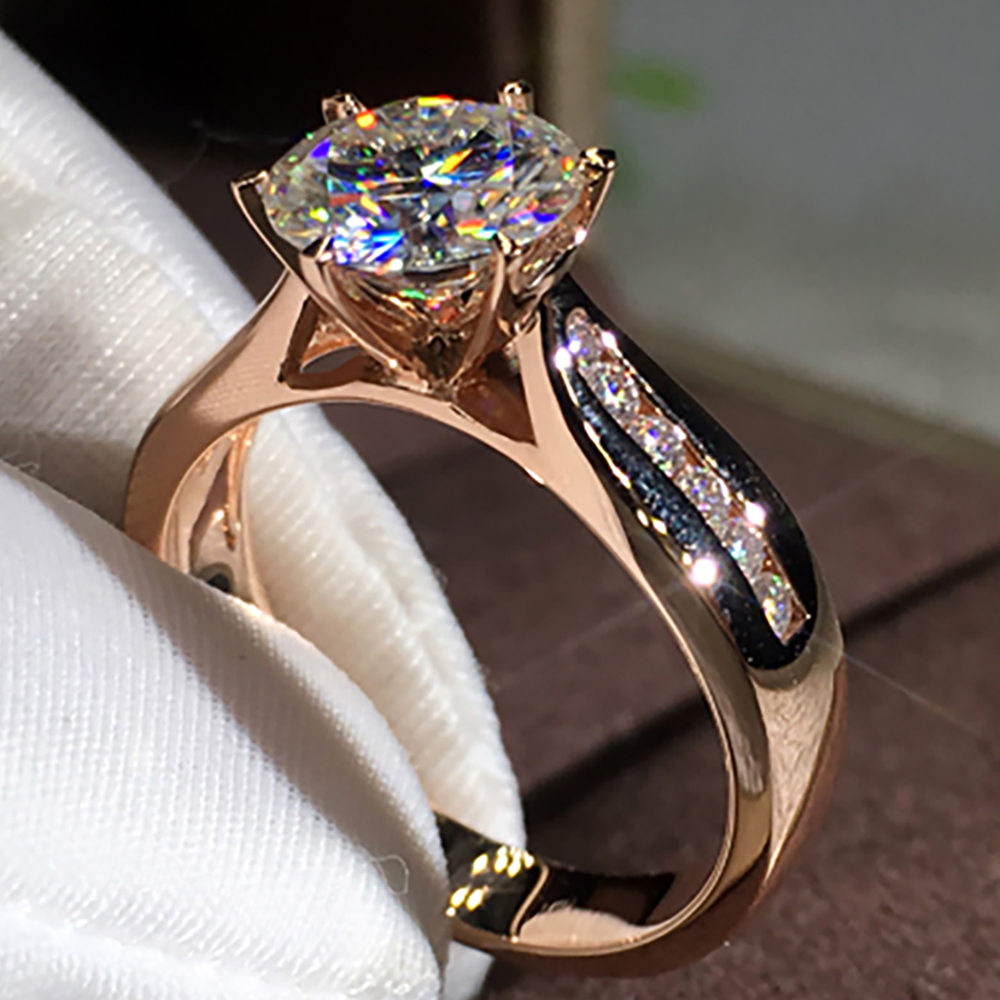 Custom Solid 14K Au585 White G - Moissanite Engagement Ring 1 Carat recension och pris