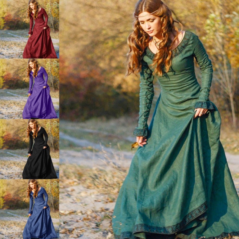Women Medieval Long Dress V Ne - Necklaces recension och pris