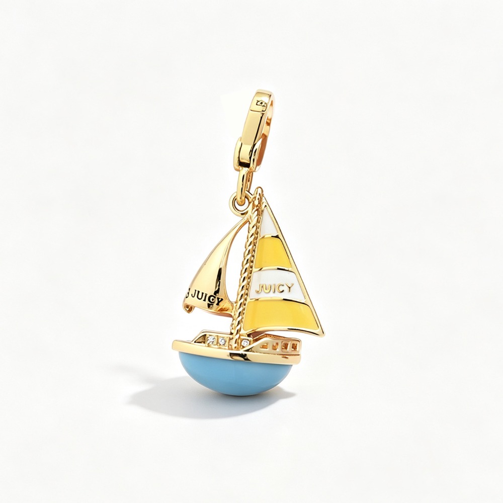Elegant Enamel Glaze Blue Sail - Initial Letter Necklace 18K Gold recension och pris
