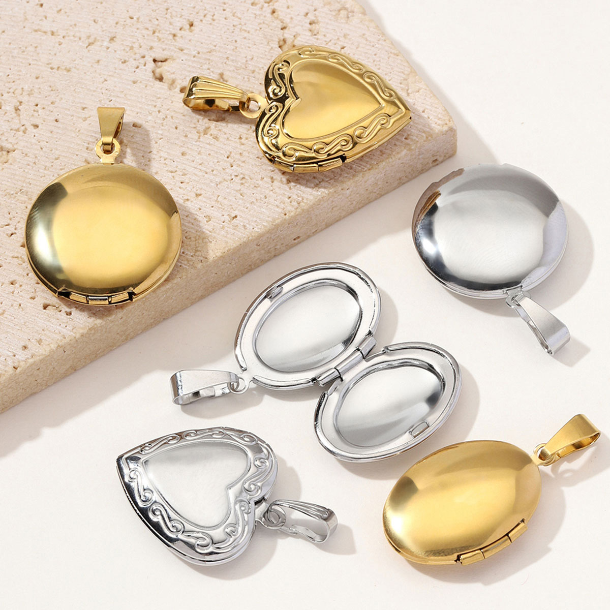 3pcs/Lot Wholesale Stainless S - Heart Locket Necklace Photo recension och pris