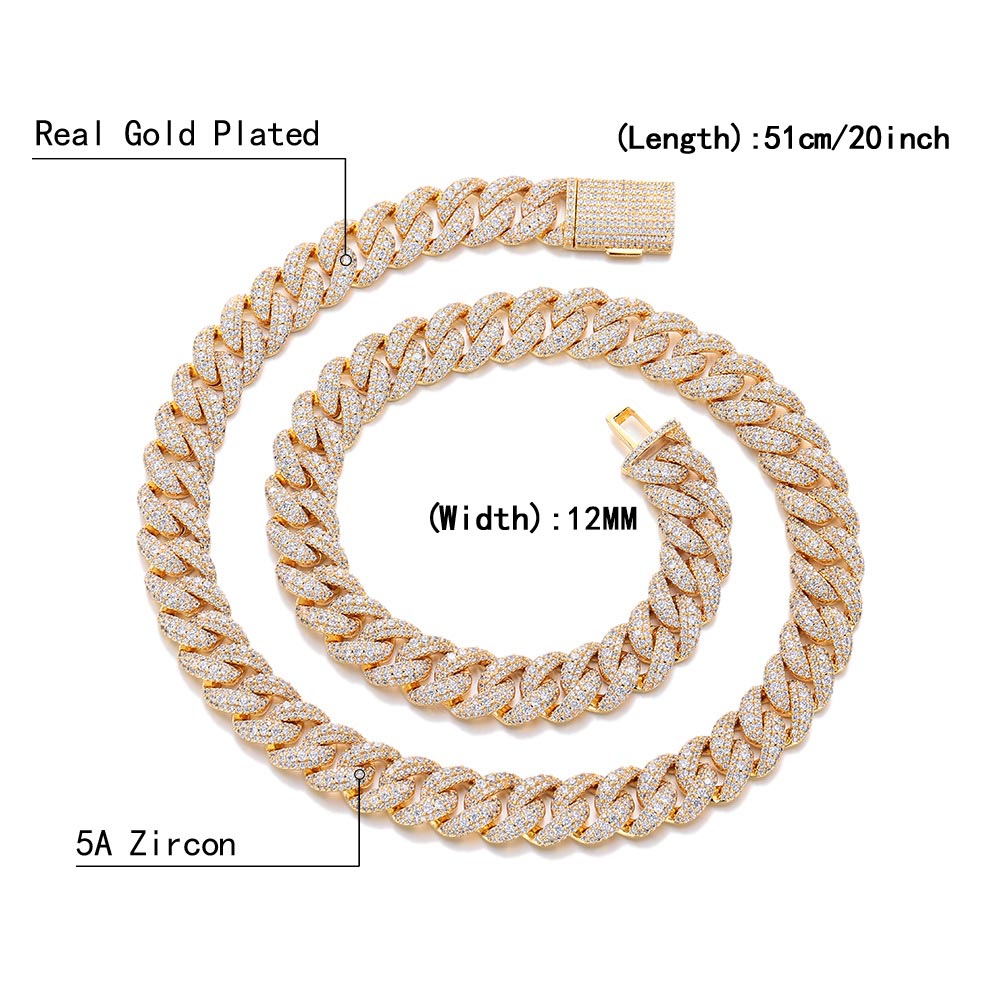 12mm Hip Hop Jewelry Diamond C - Cuban Link Chain 12Mm recension och pris