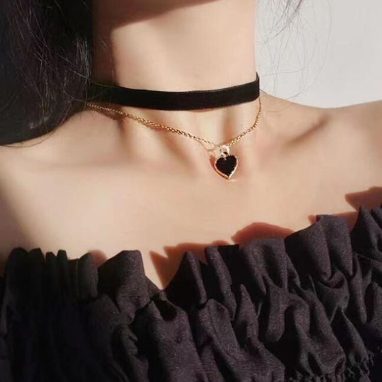 Romantic Double Layer Choker N - Layered Pendant Necklace Aesthetic recension och pris