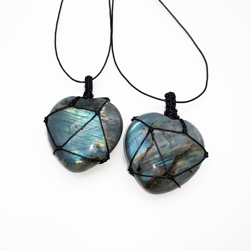 Natural Hand-woven Labradorite - Crystal Pendant Necklace Natural Stone recension och pris