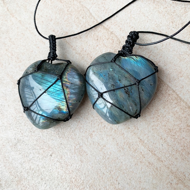 Natural Hand-woven Labradorite - Crystal Pendant Necklace Natural Stone recension och pris