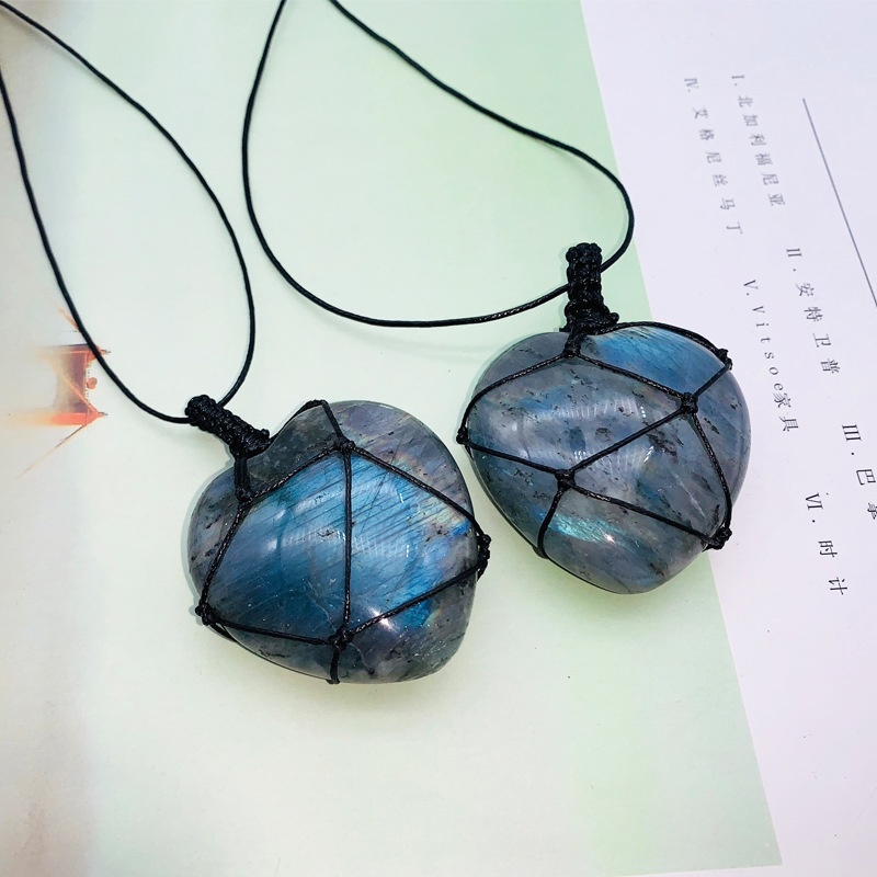 Natural Hand-woven Labradorite - Crystal Pendant Necklace Natural Stone recension och pris