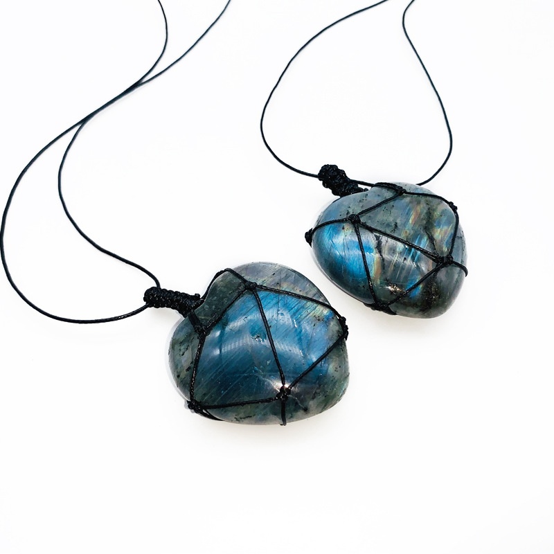 Natural Hand-woven Labradorite - Crystal Pendant Necklace Natural Stone recension och pris