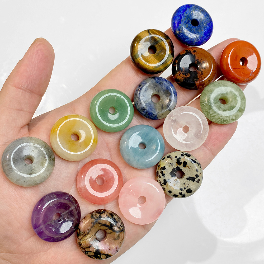 1pc 25MM Circle Donut for Neck - Crystal Pendant Necklace Natural Stone recension och pris