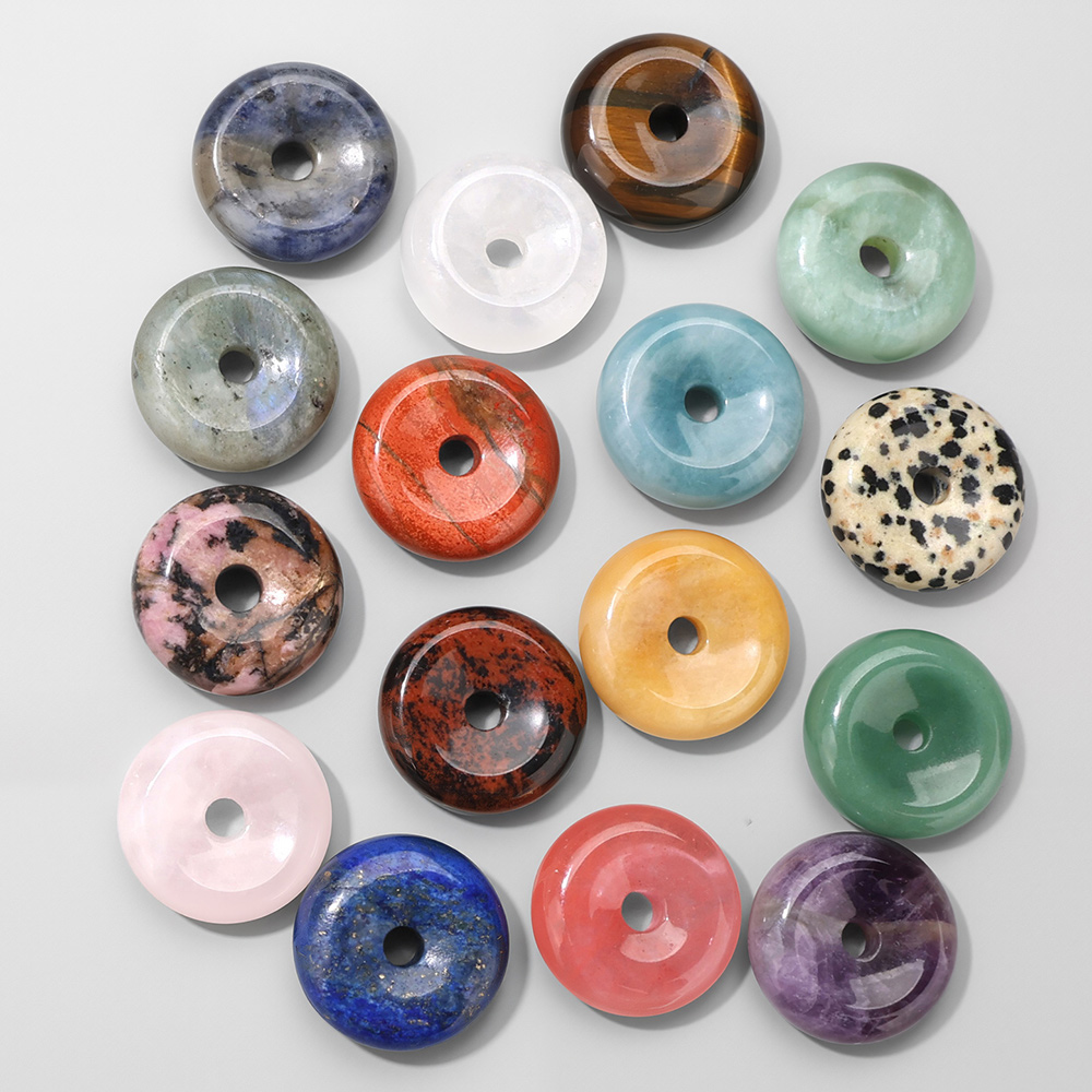 1pc 25MM Circle Donut for Neck - Crystal Pendant Necklace Natural Stone recension och pris