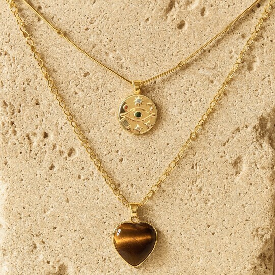 Layered Necklaces Natural Gems - Layered Pendant Necklace Aesthetic recension och pris