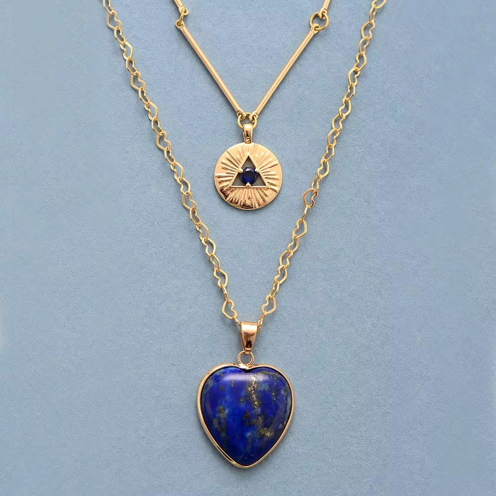 Layered Necklaces Natural Gems - Layered Pendant Necklace Aesthetic recension och pris