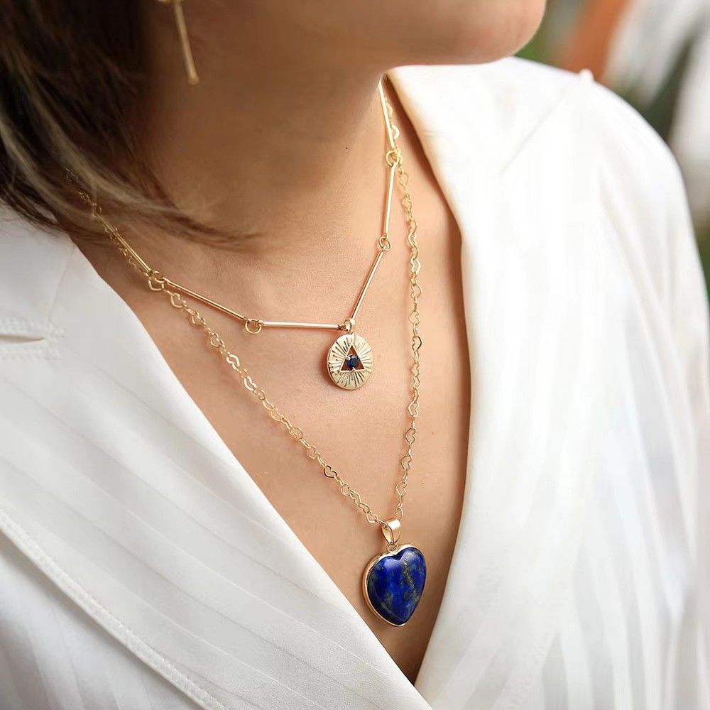 Layered Necklaces Natural Gems - Layered Pendant Necklace Aesthetic recension och pris