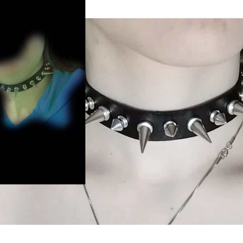 Punk Long Spike Choker Faux Le - Goth Punk Spike Choker recension och pris