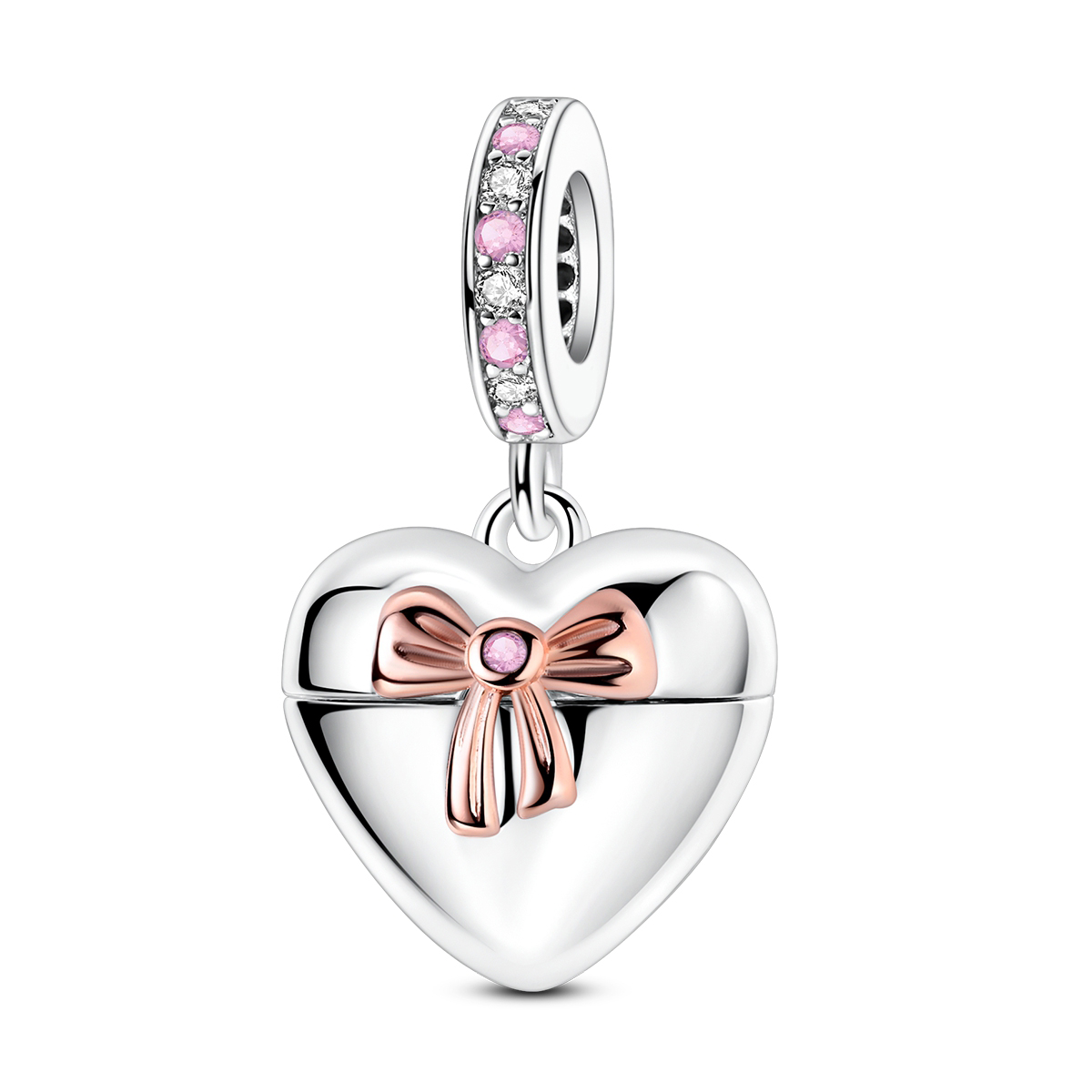 925 Sterling Silver Two-tone H - Heart Locket Necklace Photo recension och pris