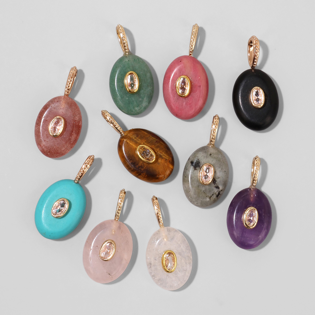 1PC Natural Stone Oval Evil Ey - Crystal Pendant Necklace Natural Stone recension och pris