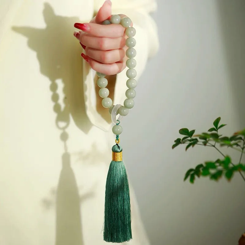 Green Jade Stone 12mm Beads Ta - Necklaces recension och pris